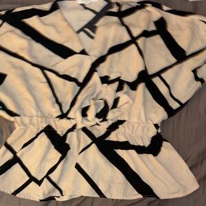 Sweet Rain Black and White Abstract Blouse